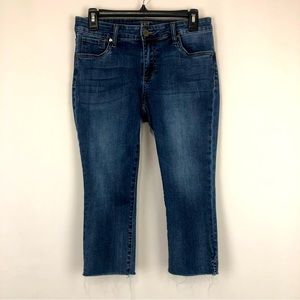 Kut From The Kloth Crop Skinny Jeans Frayed Stretch Classic Pockets 4P Blue